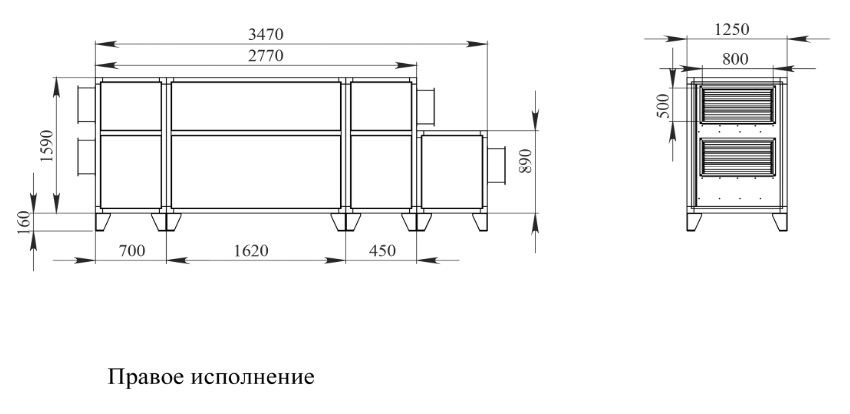 Габаритные и присоединительные размеры 6000 Lux RP PB